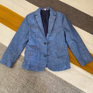 BODEN boys chambray blue blazer. Size 7-8/ 128 cm.